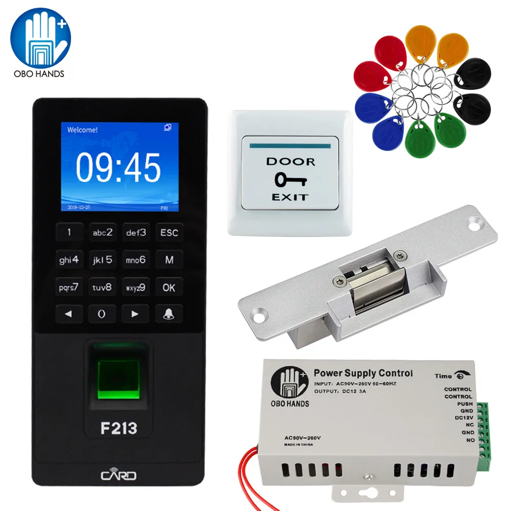 

2.4inch RFD Keypad Biometric Door Access Control System Fingerprint Time Attendance Electric 180KG Magnetic Lock/ Strike / Bolt