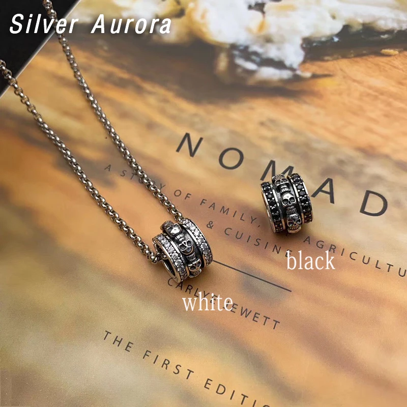 Твердые 925 Серебряный Череп круглый кулон ожерелье MS винтажный готический в