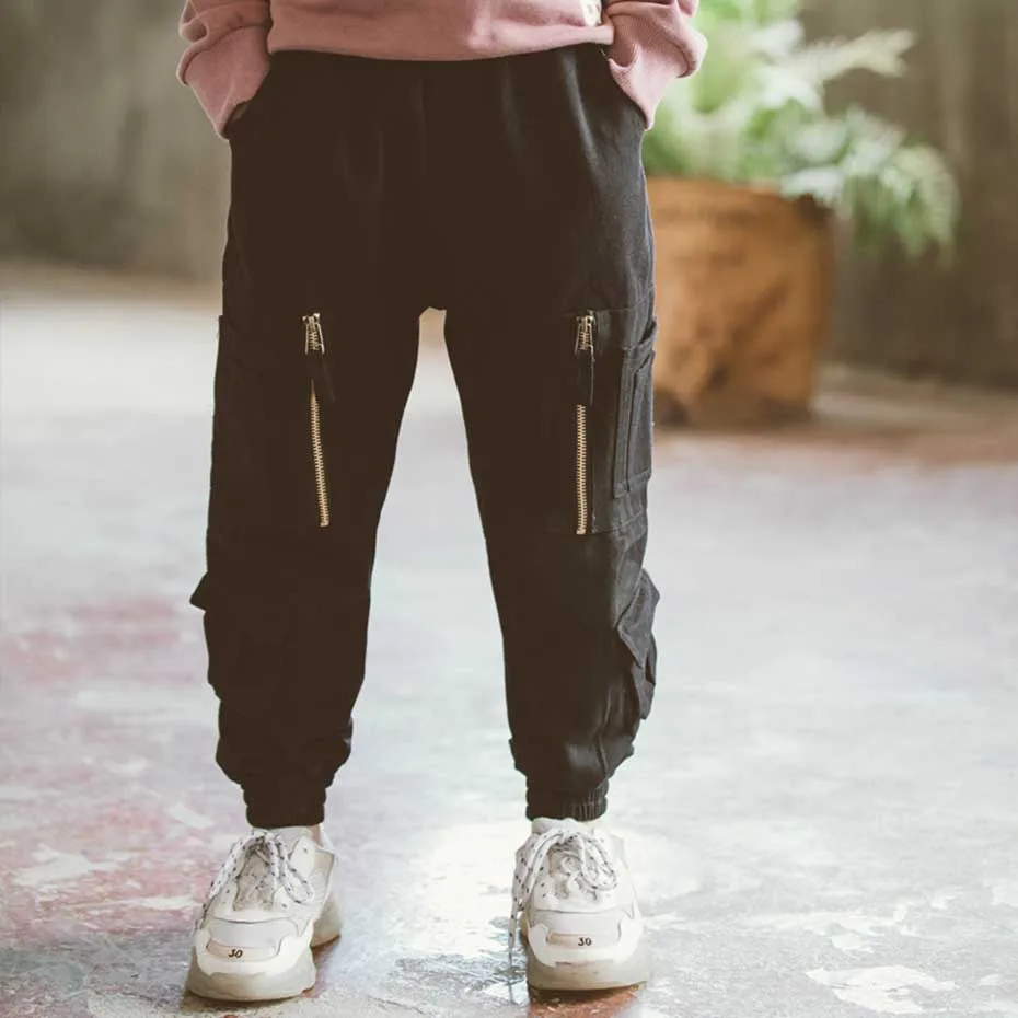 2020 штаны для мальчиков модные брюки-карго детские брюки на молнии с накладными