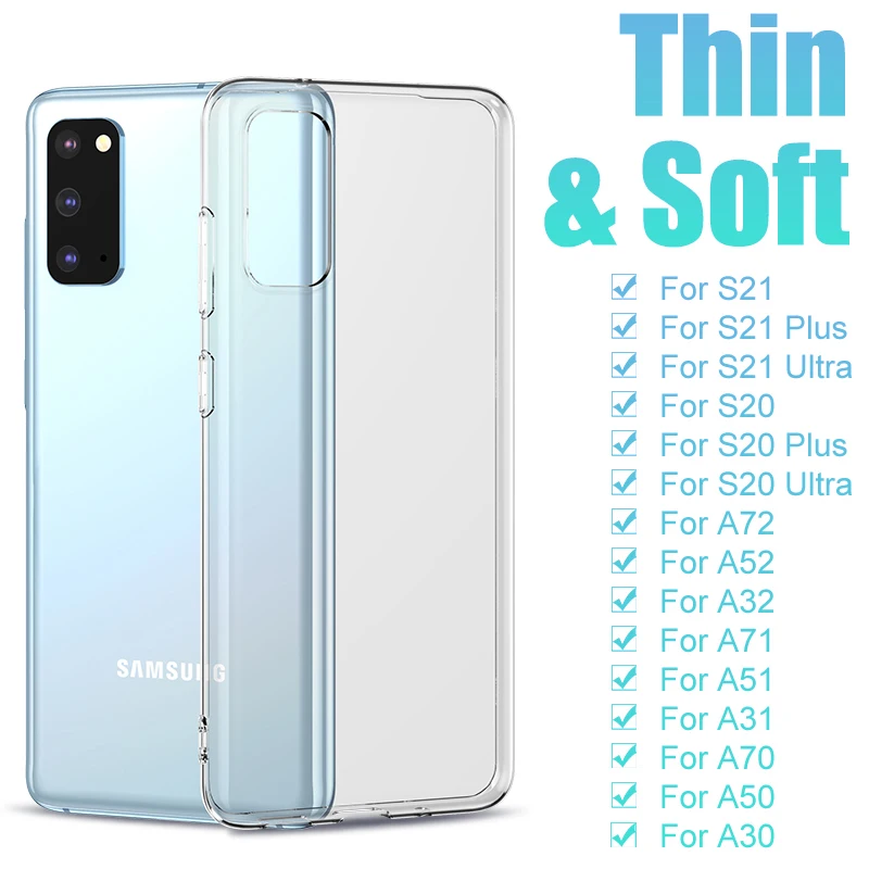 Ультратонкий силиконовый чехол для Samsung Galaxy S21 S20 Fe Ultra S10 Plus A72 A52 A32 A12 A71 A51 A31 A70 A50 A40