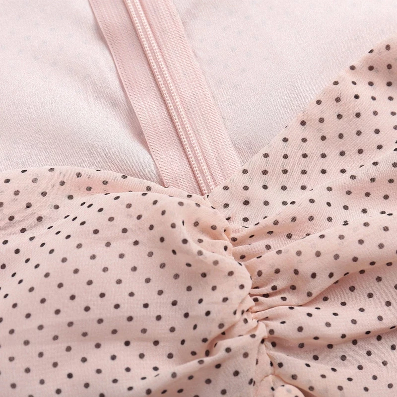 

New Summer 2021 women's casual polka dot printing button decoration slim fit jumpsuit Elegant Female Mini Butterfly Sleeve Dress