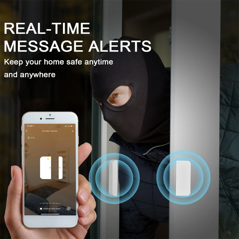

Smart Door WiFi Door Sensor Window Sensor Window Contact Sensor with App Compatible Voice Control Sends Alerts Wireless