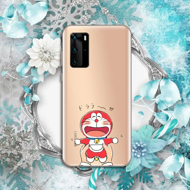 

Cartoon funny cat doraemon Phone Case Transparent for huawei honor P 40 30 20 lite Pro 10 i 8 9 x p smart 2019