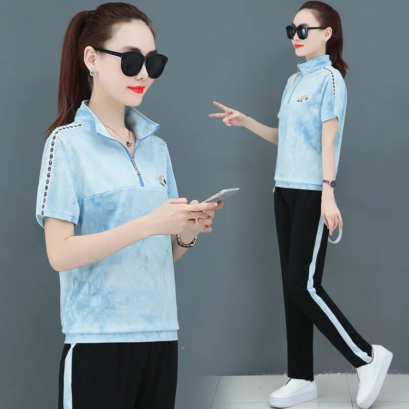 Хлопковый спортивный костюм для женщин женский 2020 свободный комплект из двух