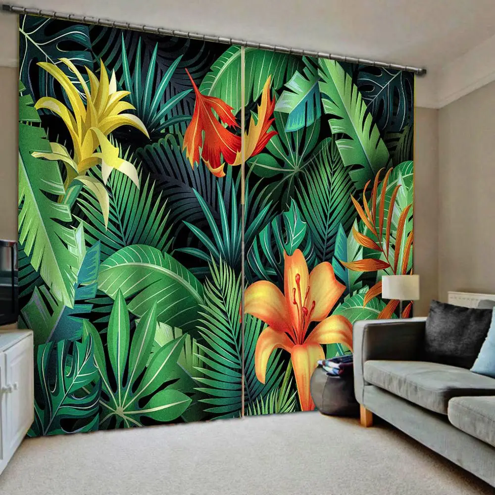 

Home Decor Window Curtain Living Room Printing Tropical forest Curtains 3D Blackout Window Drapes