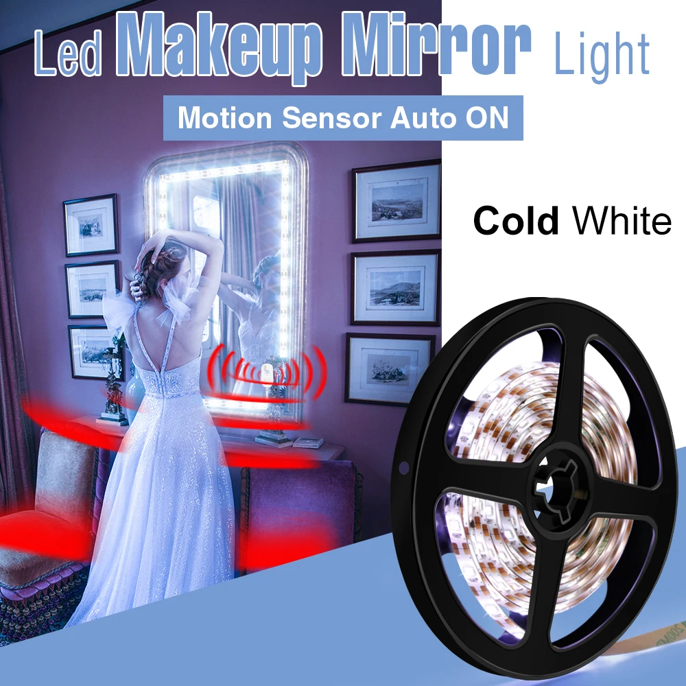 Светодиодный зеркальный светильник для макияжа 1 5 м с датчиком движения USB В
