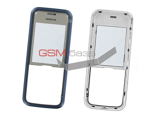 Nokia 7310 Supernova Передняя панель корпуса с защитным стеклом дисплея (цвет: Blue)