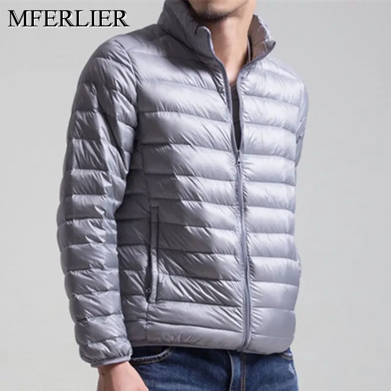 Серый Осенне-зимние пуховики для мужчин 8XL 7XL 6XL 5XL бюст 140 см плюс размер зимнее пальто для мужчин - Цвет: Серый