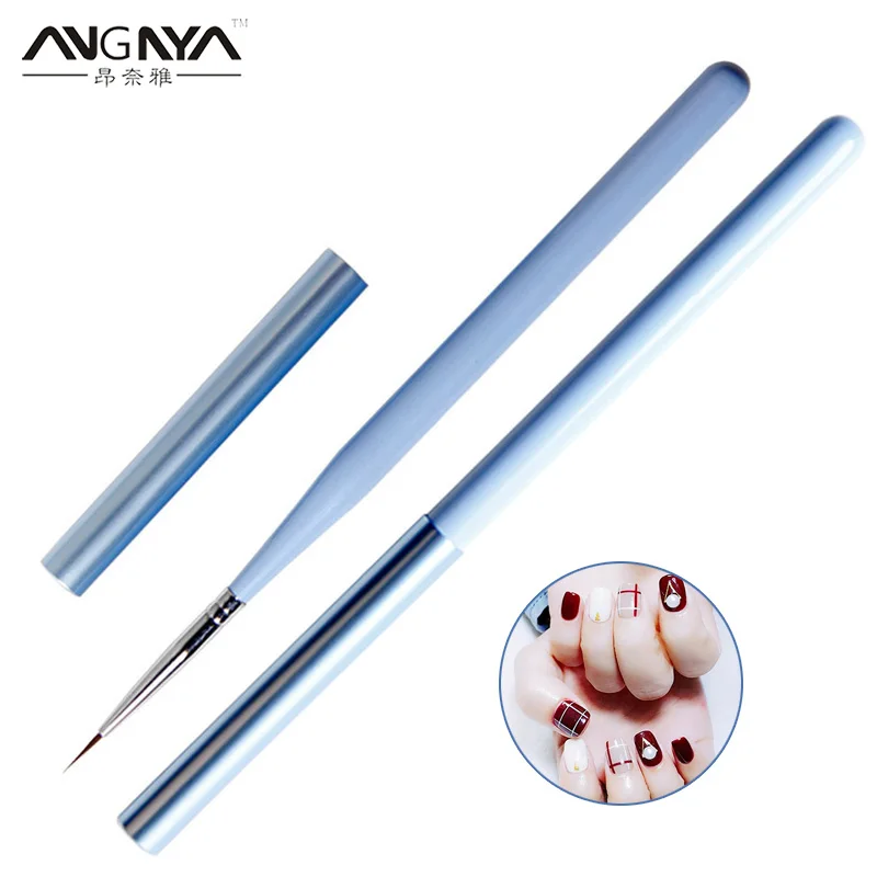 

ANGNYA 1Pcs 7/9mm French Stripe Nail Art Liner Brush Wooden Pole 3D Tips Manicure Line Drawing Pen UV Gel Brushes Painting Tools