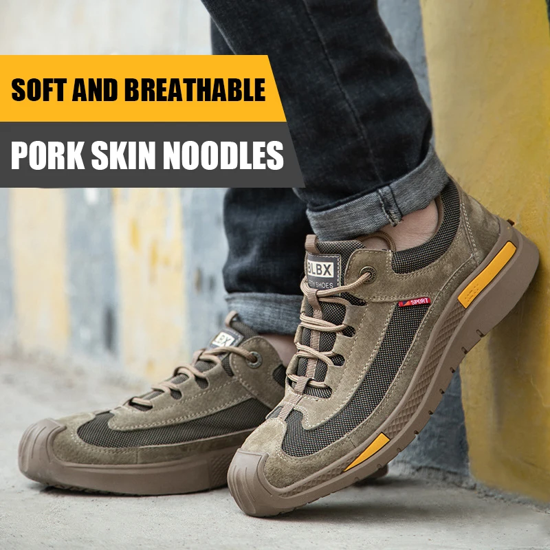 

Men's Safety Shoes Work Safety Boots Steel Toe Work Shoes Men Puncture-Proof Work Boots Indestructible Shoes Non-slip Men Boots