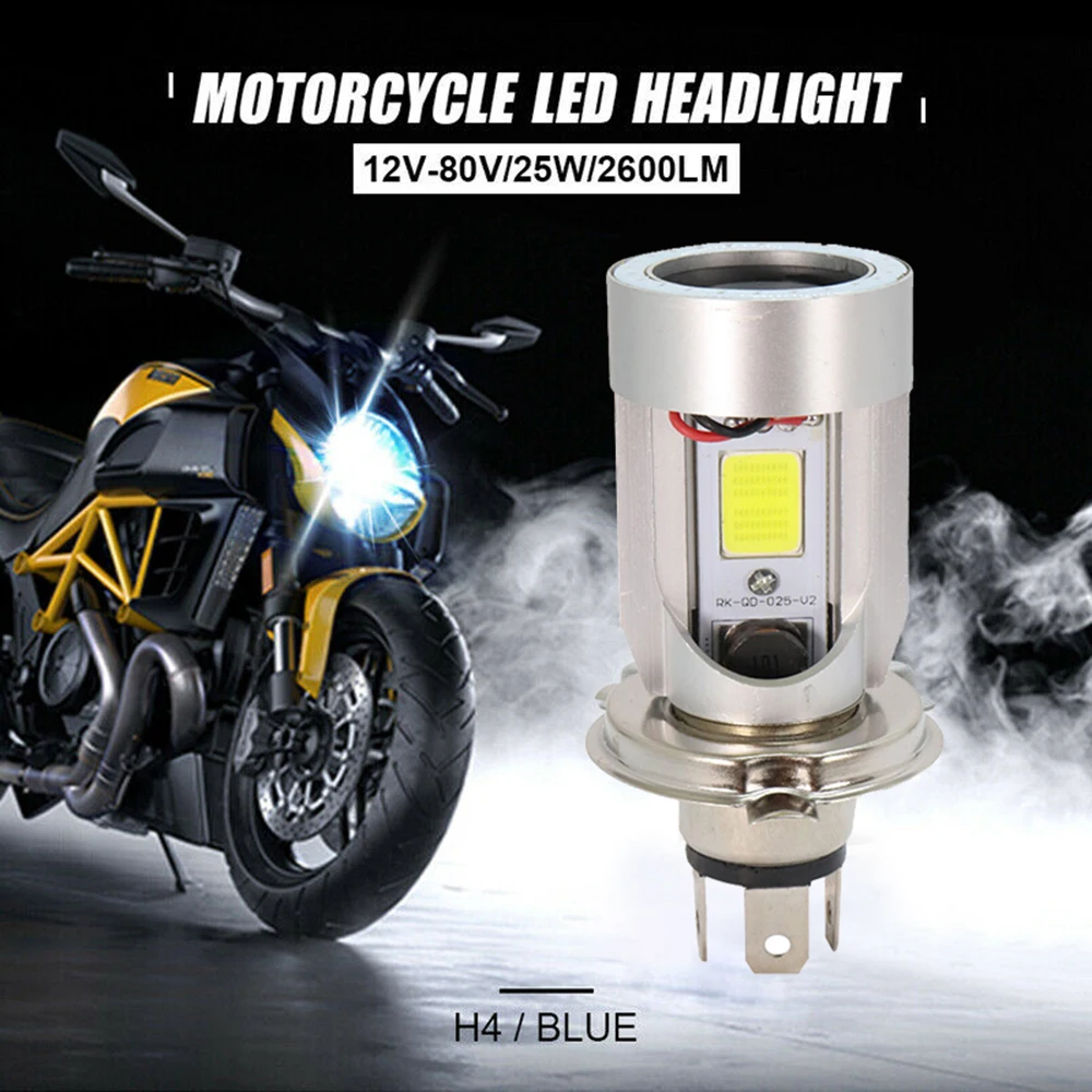 Синие/розовые светодиодсветодиодный мотоциклетные фары Angel Eye H4 12/24 в Ba20d HS1 H6 для