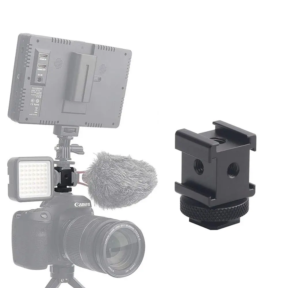 Алюминиевый 3 сторонний адаптер для крепления камеры с тройным холодным башмаком