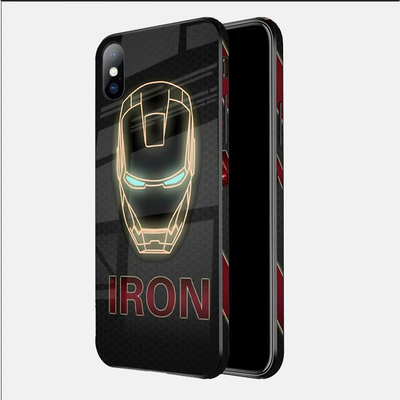 06 Чудо-яд Железный человек стеклянный чехол для iphone 11 11Pro Max X XS MAX XR Супермен Бэтмен цветной край задняя крышка для iphone 6 7 8 Plus - Цвет: 06
