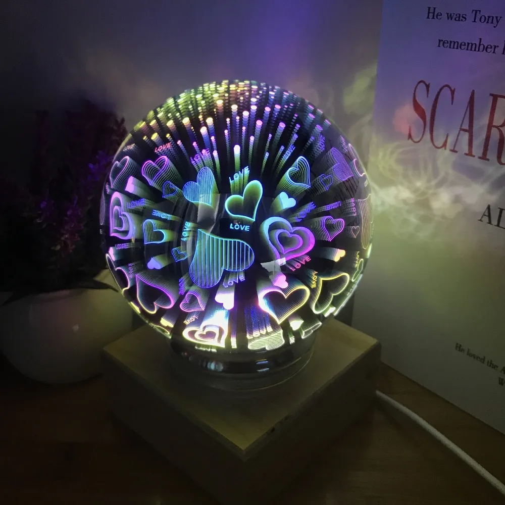 5 дюймов шар, красочные стеклянный шар лампы 3d ночной Светильник USB мощность для детской Спальня Новогоднее украшение светильник подарки
