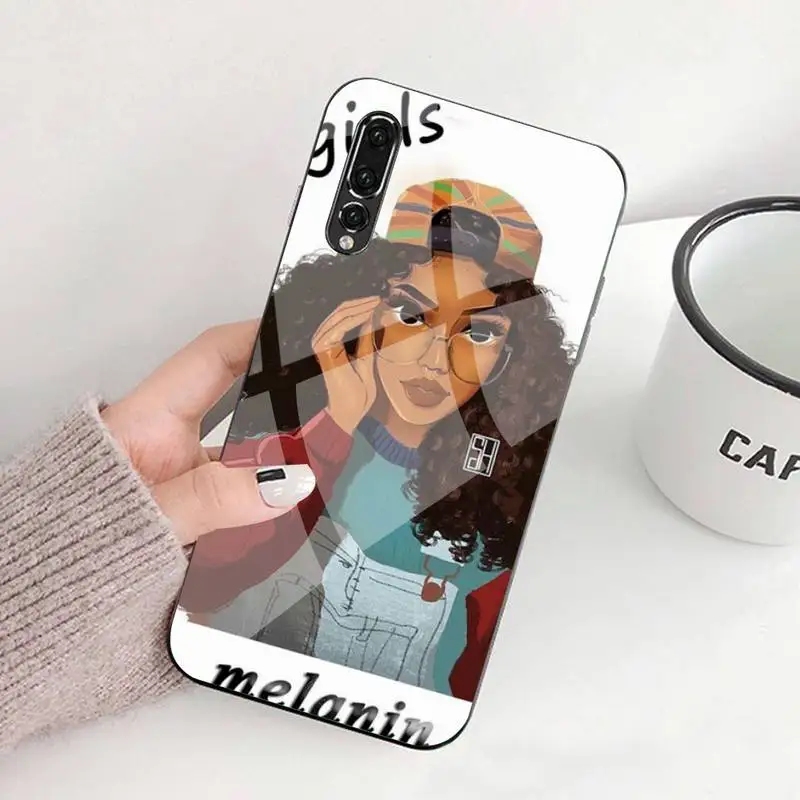 

Black Girl Magic Queen Melanin Phone Case Tempered Glass For Huawei P9 10 Plus 20 Pro Mate9 10 20 20pro Honor7A 8X 9 10 Nova3i 5