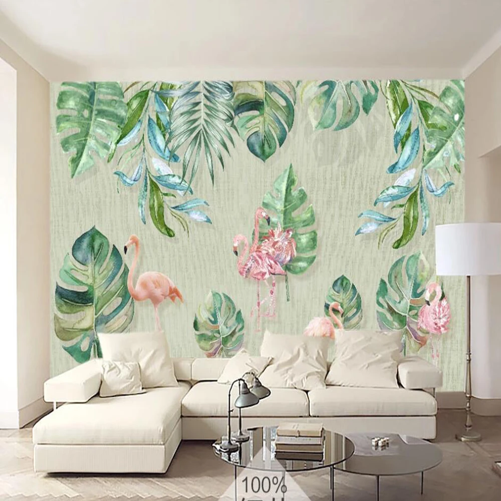 

Milofi custom 3D wallpaper mural Nordic fresh flowers flamingo background wall living room bedroom decoration painting wallpaper