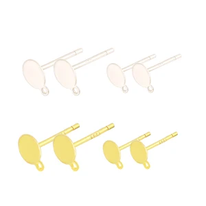 10 шт., сережки из стерлингового серебра 925 пробы, 346 мм, круглая основа для самостоятельного изготовления ювелирных изделий, пустая стойка с кольцом, застежка, подвеска с подвеской