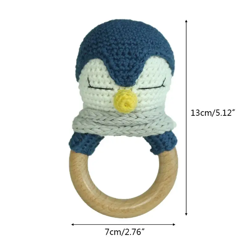

DIY Crochet Rattle Pacifier Bracelet Baby Wooden Teether Ring Soother Infant Chewing Molar Toys