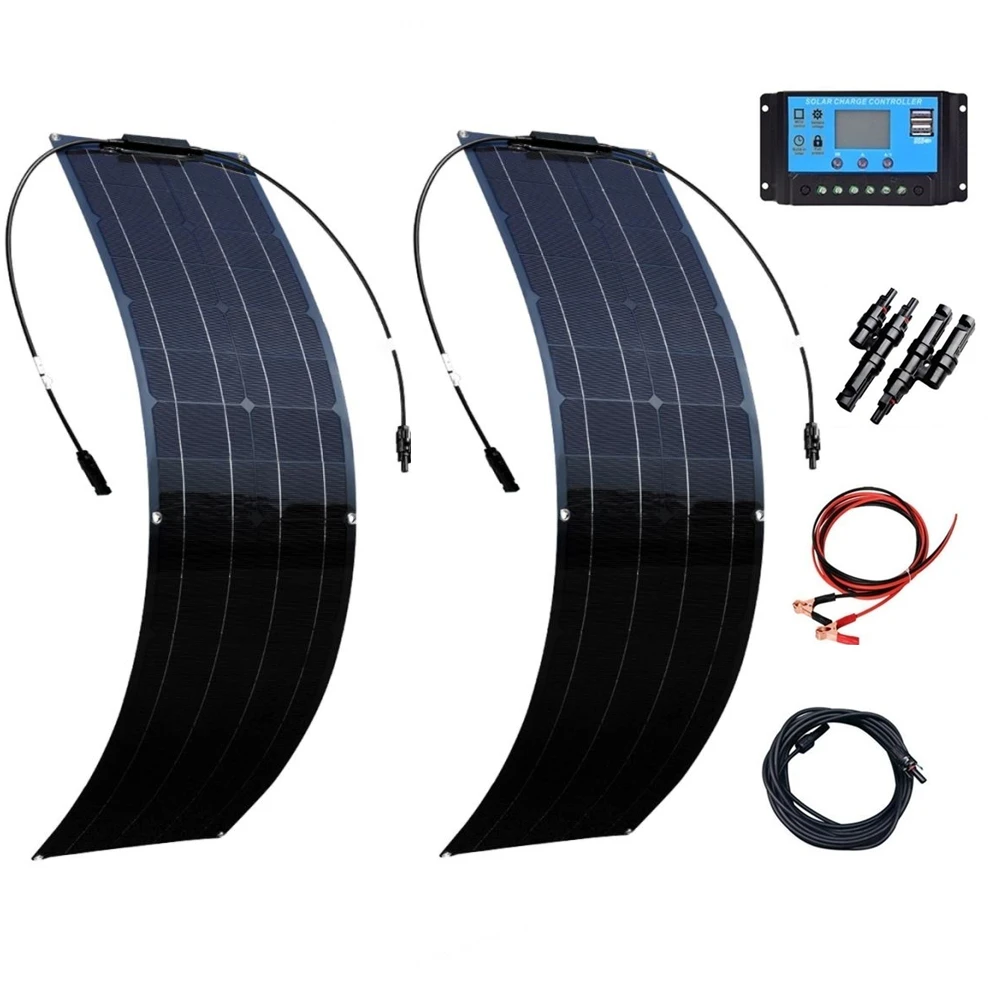 Фото Комплект гибких солнечных панелей 100 Вт фотогальванический модуль 2 шт. 50 Ватт 12