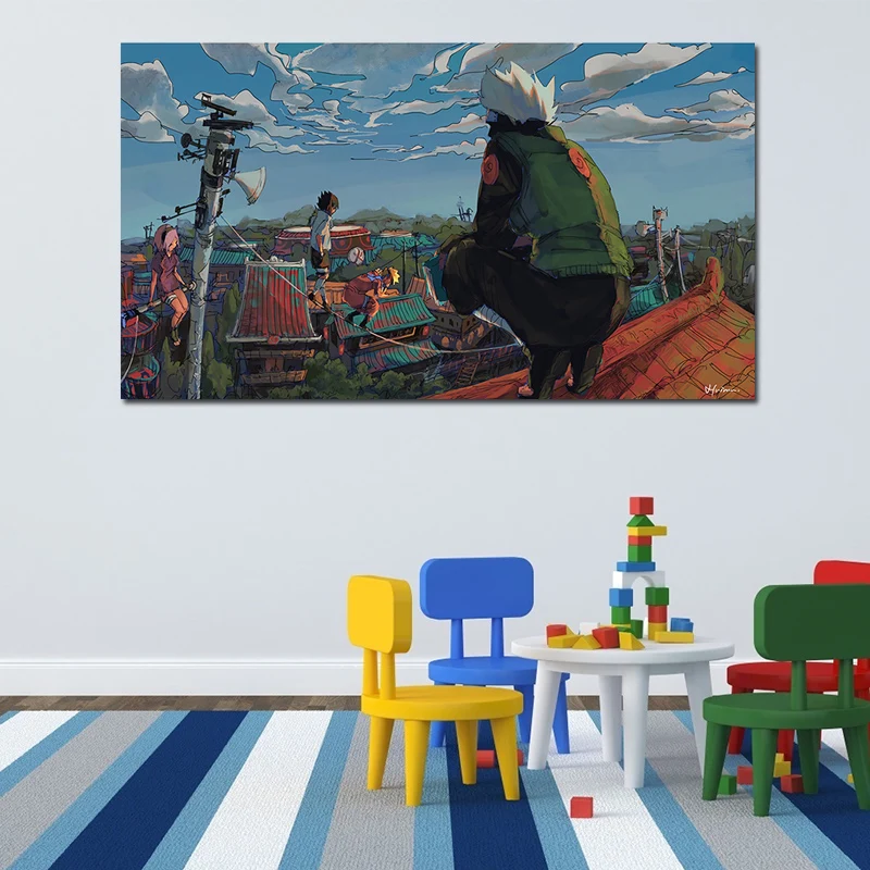 

Popular Anime Naruto Classic Character Naruto Kakashi Sasuke Poster Mural Canvas Painting Boy Bedroom Home Frameless Decoration