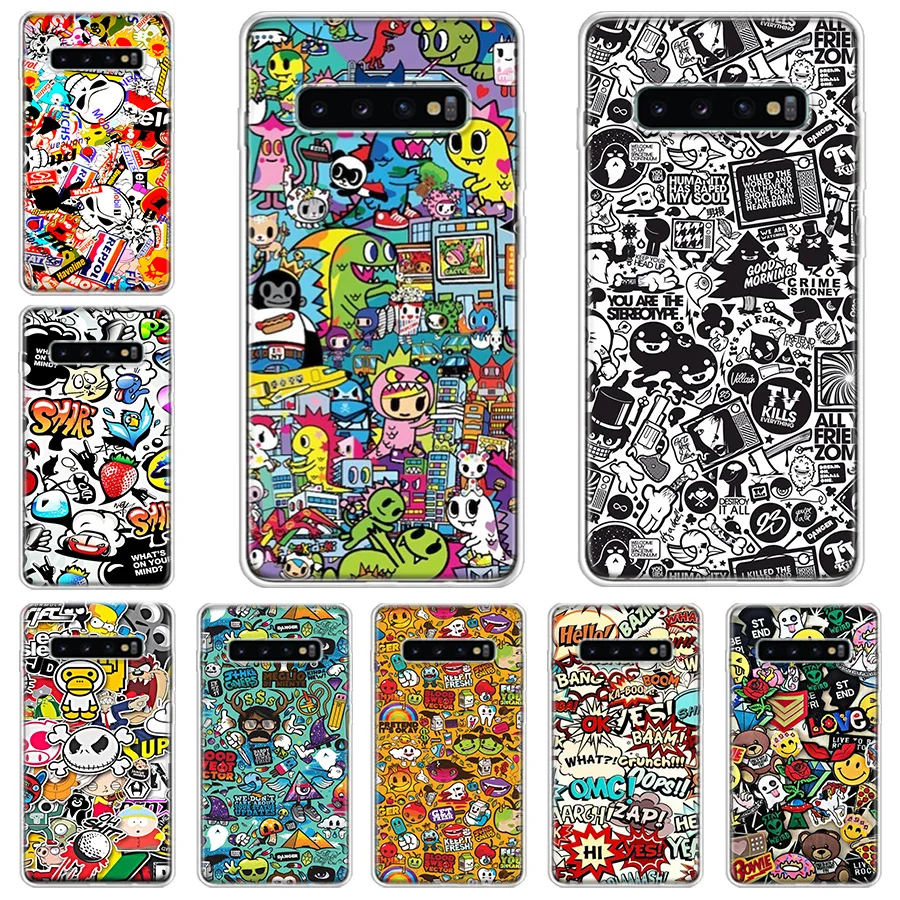 Стикер с аниме граффити крутой чехол для телефона Samsung Galaxy Note 20 10 9 8 S8 S9 S10 S10E S20 S21