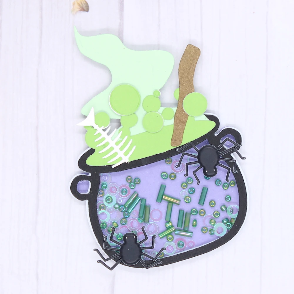 

KLJUYP Хэллоуин котёл шейкер металлические режущие штампы Скрапбукинг Бумажные крафтовые украшения штампы Скрапбукинг