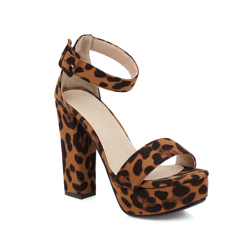 

Leopard Sandals Women 2021 Summer Shoes For Women Buckle Strap Platform Sandales Female Thick High Heels Sandalias Mujer