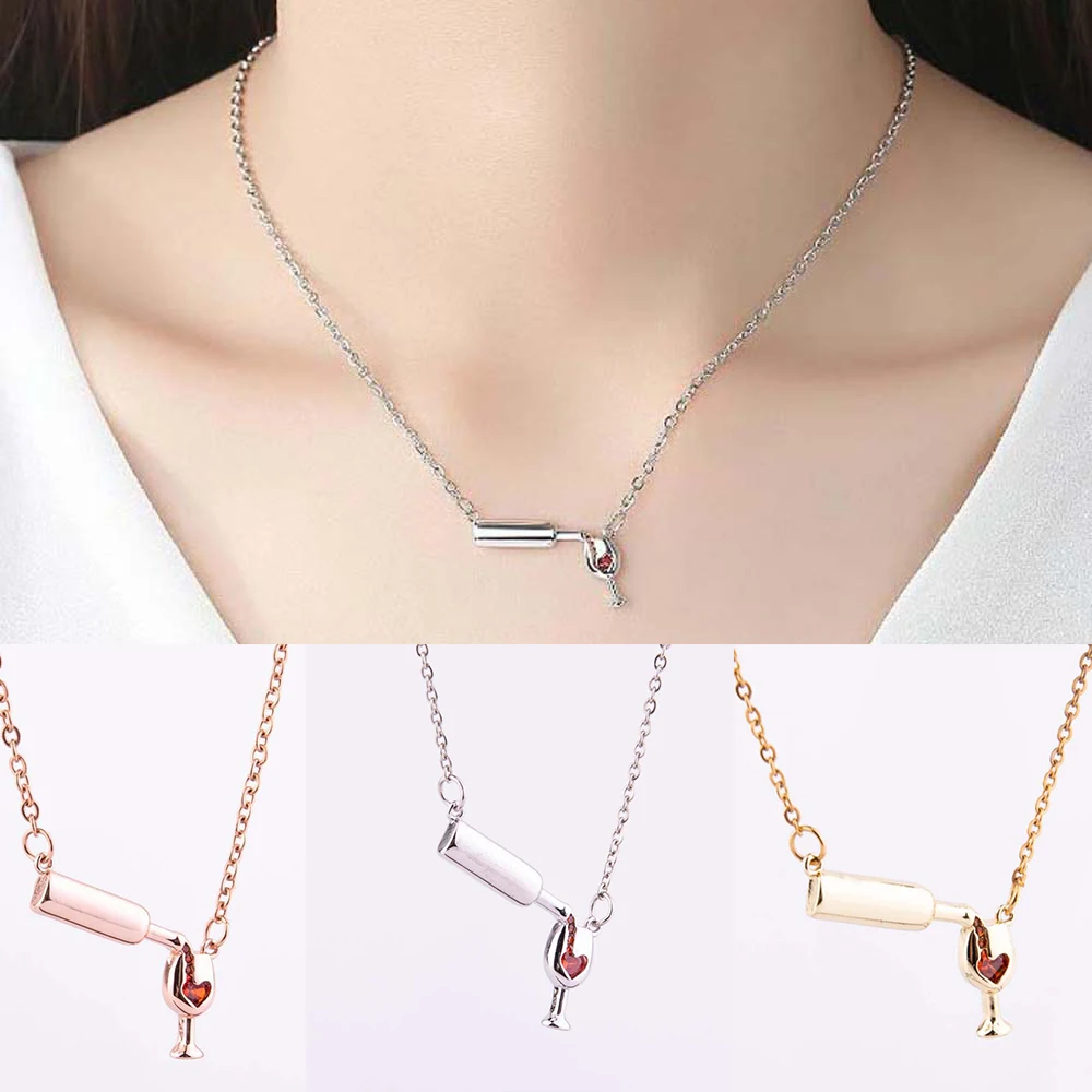 Любовь красное вино подвесное ожерелье уникальный дизайн стеклянная бутылка