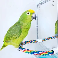 acrylic bird mirror with rope perches bird toys lovebirds finch canaries swing comfy perch for parakeet cockatiel conure
