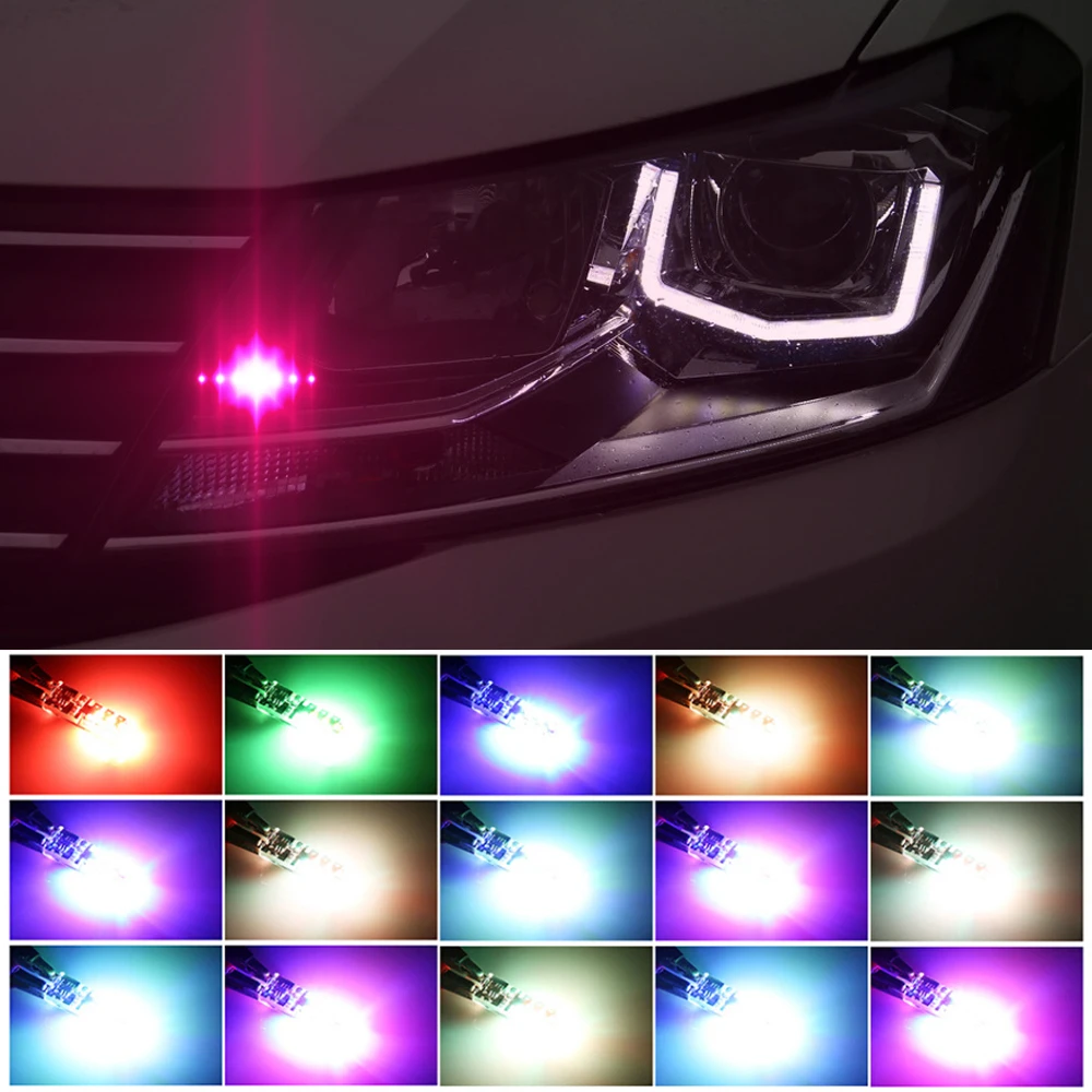 Разноцветные Автомобильные светодиодные лампы RGB T10 W5W для hyundai tucson i30 ix25 creta ix35 HB20