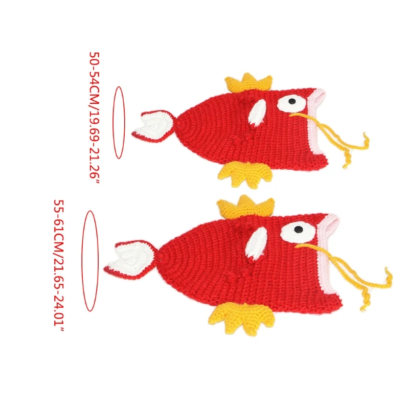 

Adult Kids Handmade Crochet Knitted Beanie Hat Funny Color Goldfish Carp Animal Elastic Stretchy Skull Cap Cosplay Party