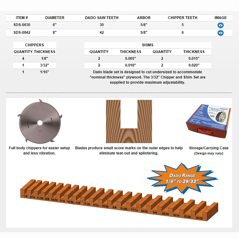 Деревообрабатывающее лезвие с прорезями 15 88 апертура 8-дюймовое DADO 2 больших