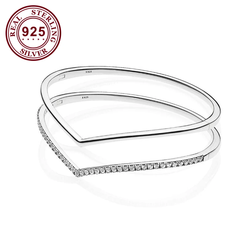 

Hot 2020 New 925 Sterling Silver Bracelet Fit Original Shimmering Wish Bangle Stack For Women DIY Jewelry Birthday Gift