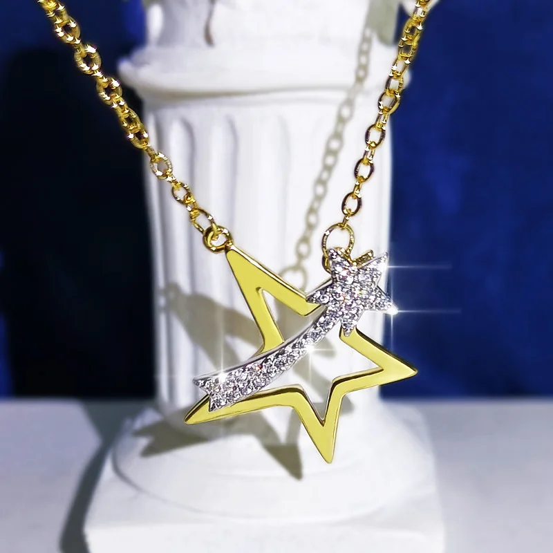 NEW Romantic Five Pointed Star Pendant Necklaces S925 Silver Women Anniversary Valentine's Day Love Gift Fashion Jewelry | Украшения и
