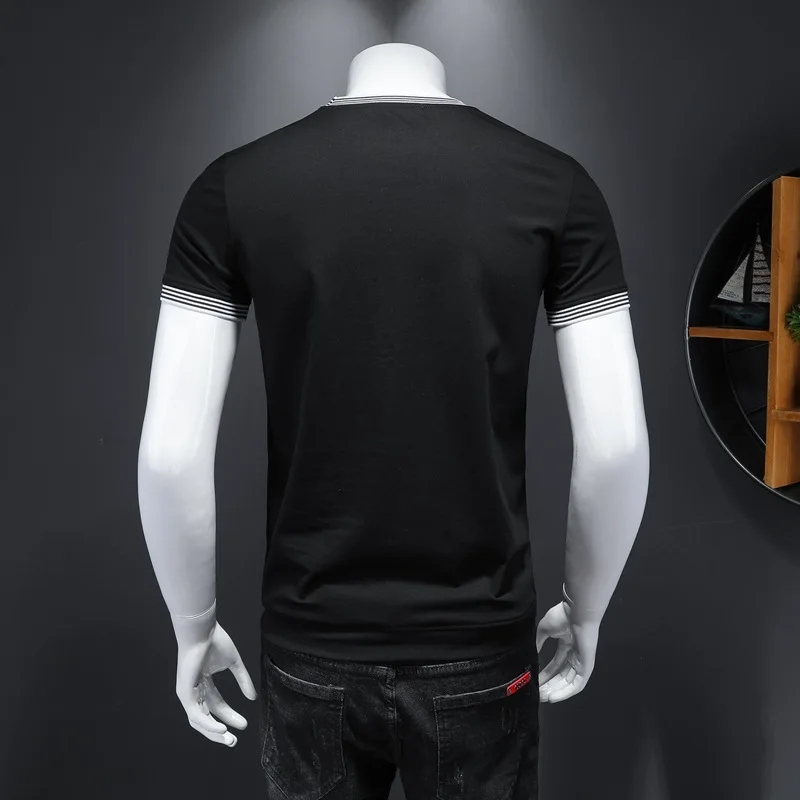 

Men's Mercerized Cotton Short Sleeve T-Shirt Mens Clothing New Casual Solid Color Round Neck Slim Trend Short Sleeve Tshirt