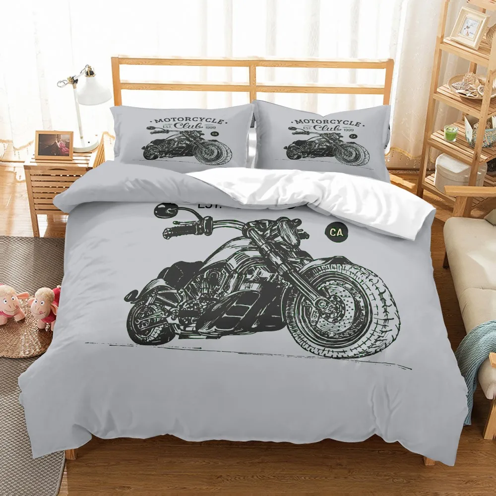 Набор пододеяльников для мотогонок серый фон Комплект постельного белья 2/3 шт