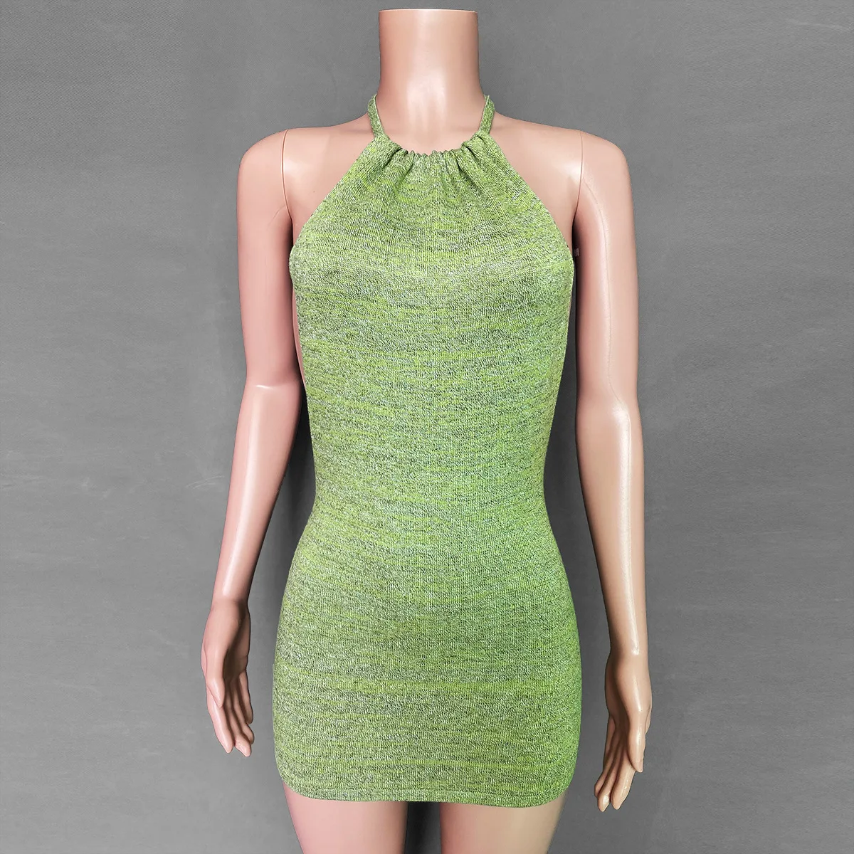 

Women Halter Backless Dress 2021 Summer Hollow Out Sleeveless Knitted Dress Sexy Club Bodycon Mini Party Dresses fast delivery