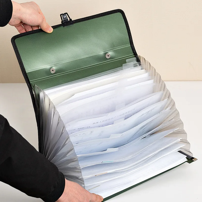 A4 Portable Accordion Expanding File Folder Document Organizer Portfolio Holder 13 Pockets Large Capacity File Filing Bag