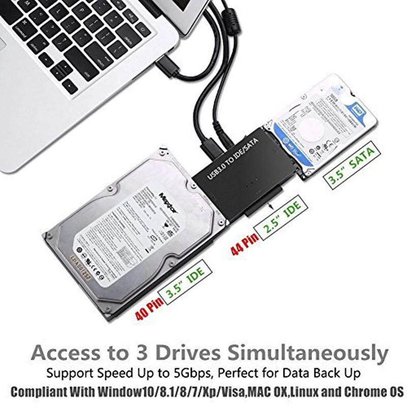 Адаптер данных USB 3 0 к SATA IDE ATA USB3.0 2 sata и ide/sata конвертер в 1 для ноутбука 5 дюйма HDD