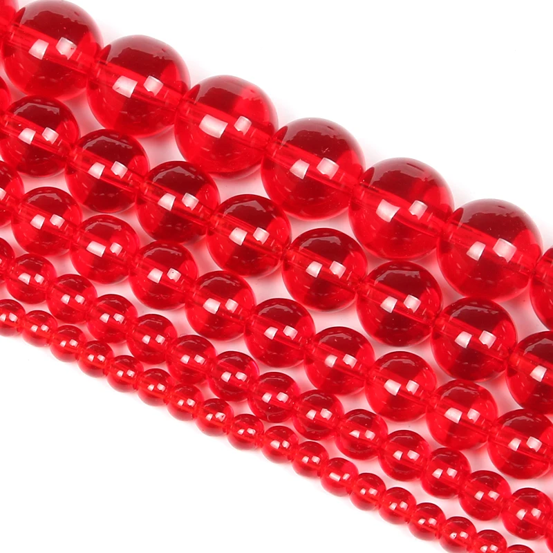 Natural Stone Smooth Red Glass Charm Round Loose Beads For Jewelry Making Needlework Bracelet Diy Strand4-12MM | Украшения и