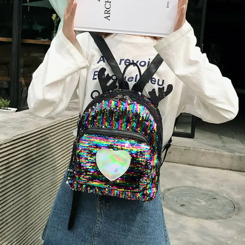 Shining Women's Unicorn Sequins School Backpack Girls Student Teenage Travel Party Mini Shoulder Bag Kids Small | Багаж и сумки