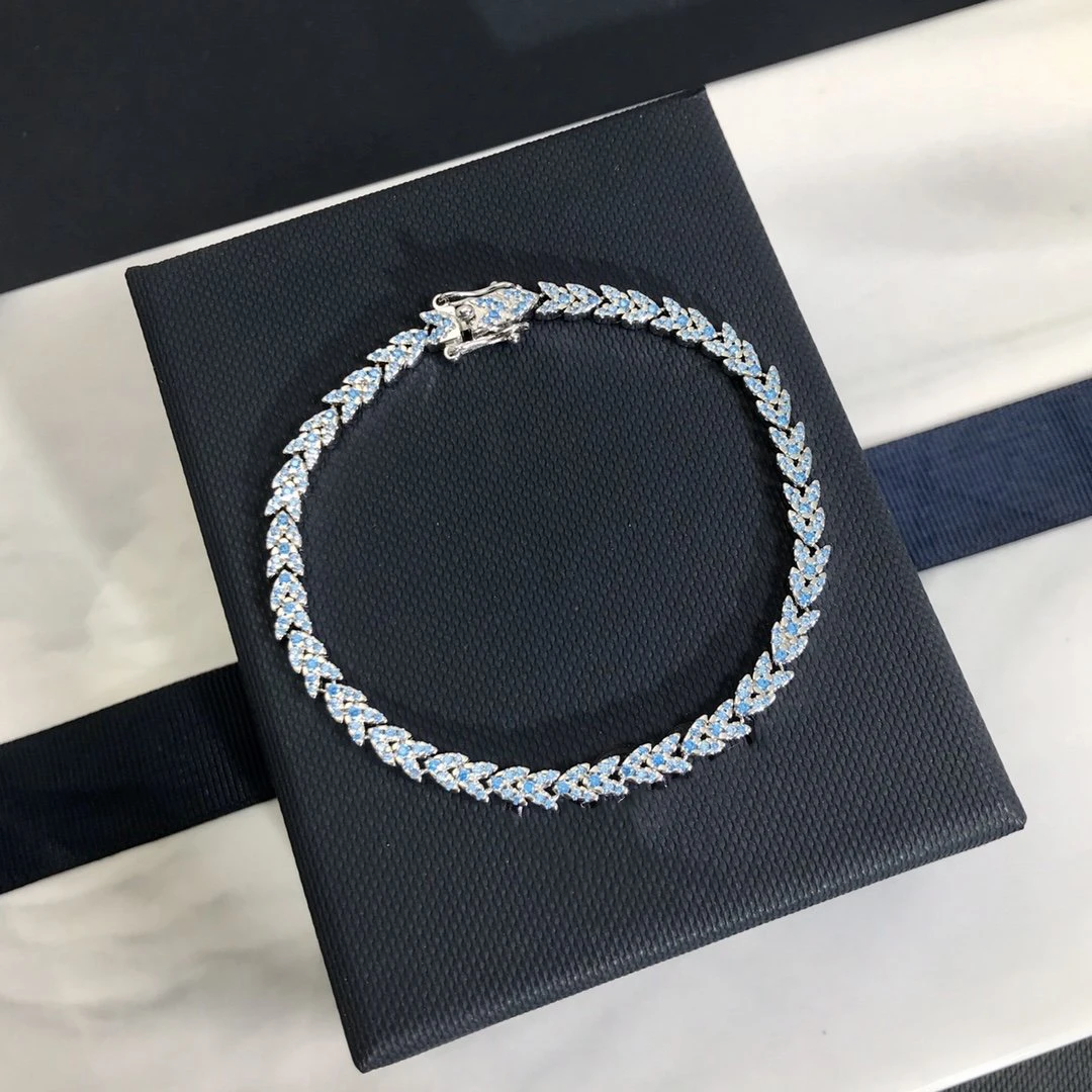 Модный шарм копия 1:1 Серебряное озеро синий кутюр Пшеница Спайк браслет женские