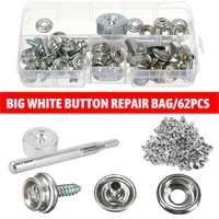 62pcs stainless steel snap fastener buttons screws studs with storage box for tarpaulin tent boat cover repair kit
