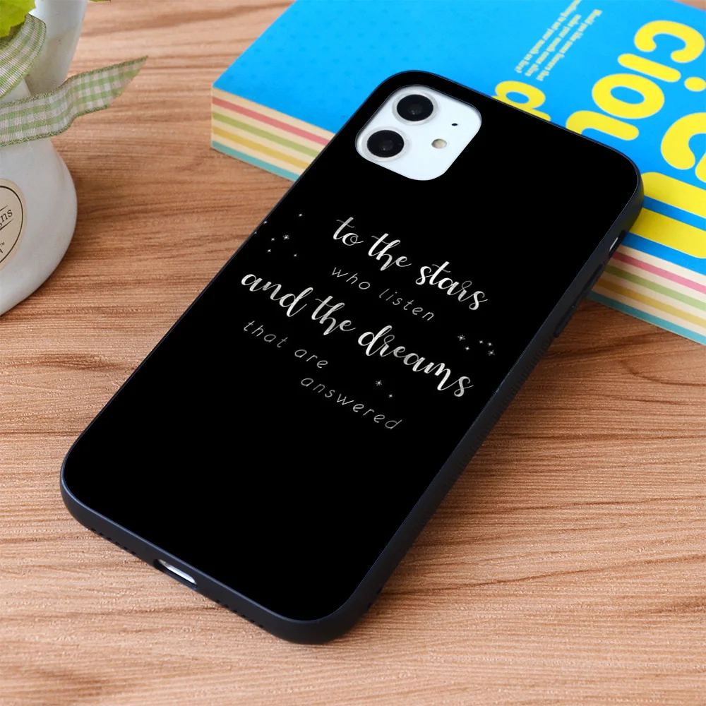 

For iPhone To the stars who listen and the dreams that are answered - silver on black Soft TPU border Apple iPhone Case