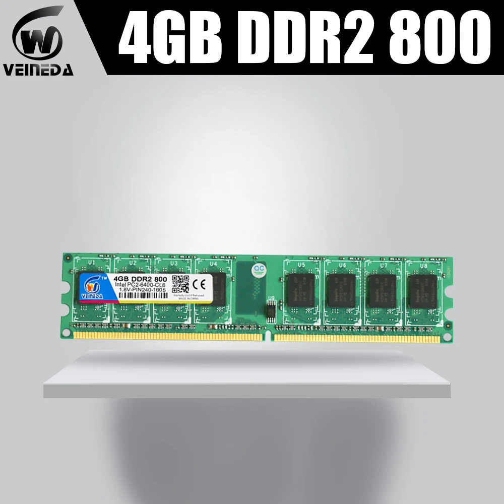 Память VEINEDA ram 4G DDR2 800/667 4 Гб memoria Рабочий стол для Inter amd mobo совместимая ddr2 pc2 6400