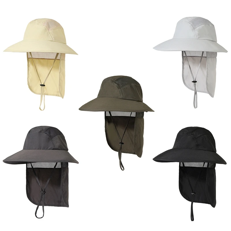 

Summer Fishing Hat Wide Brim Breathable Hiking Cap Neck Flap Cover Bucket Hat Outdoor Sports Sun Protection Cap