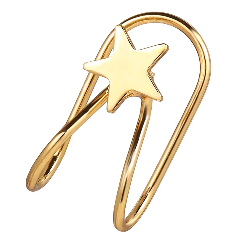 

Simple Gold Silver Color Star Ear Cartilage Clip Earcuffs for Women Girls Fake Piercing Clips on Earrings Ear Cuff Jewelry Boho