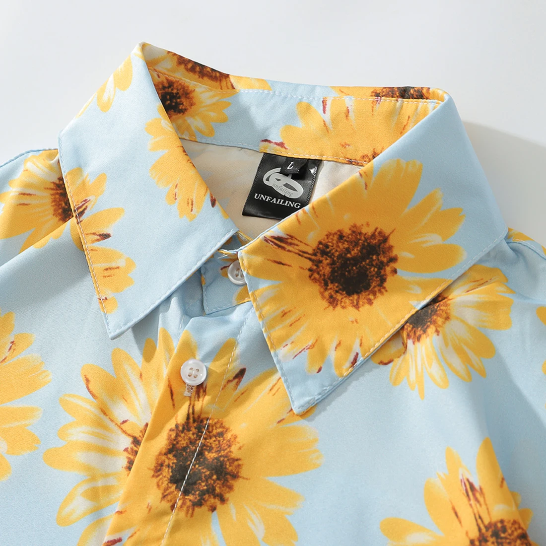ATSUNNY Sunflower Print Short Sleeve Shirt HipHop Streetwear Casual Shirt Man Summer Fashion Hawaiian Shirts Tops