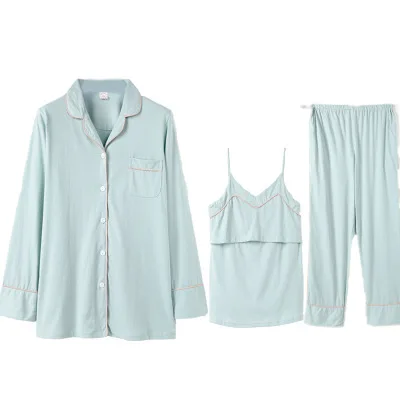 Весенне-осенняя одежда хлопковый и постнатальный трехкомпонентный костюм можно носить снаружи хлопчатобумажные пижамы для беременных кос... от AliExpress RU&CIS NEW