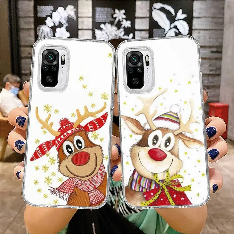 

Christmas Elk Series Phone Case for xiaomi 11 redmi note 10 9 8 7 pro lite T A S 10T 9A 9S 8T pro 4G transparent coque funda